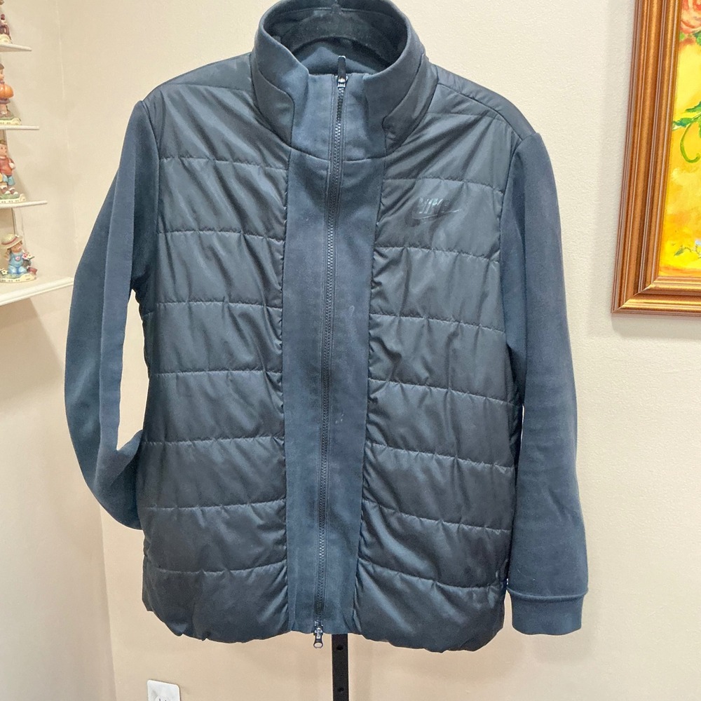 Nike Jacket Advance 15 Size M Black Hybrid Puffer Knit Multimedia 822639-010